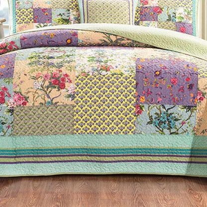 Couette patchwork bohème avec motif floral et taies d'oreiller