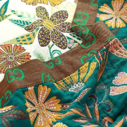 Couette réversible en coton à motif de fleurs luxuriantes Ownkoti