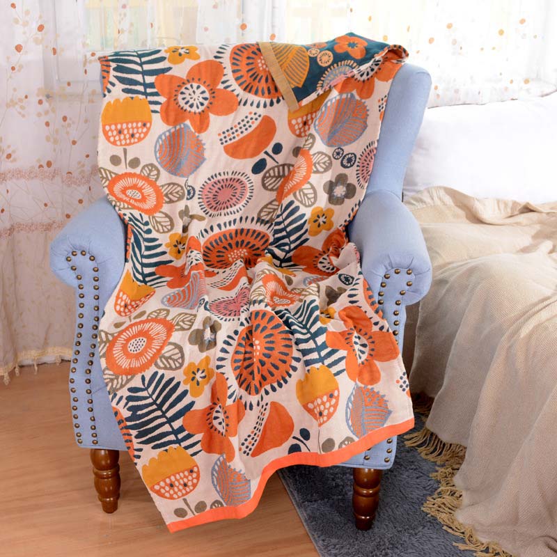 Ownkoti – Serviette de bain réversible à motif floral, colorée