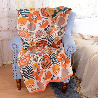 Ownkoti – Serviette de bain réversible à motif floral, colorée