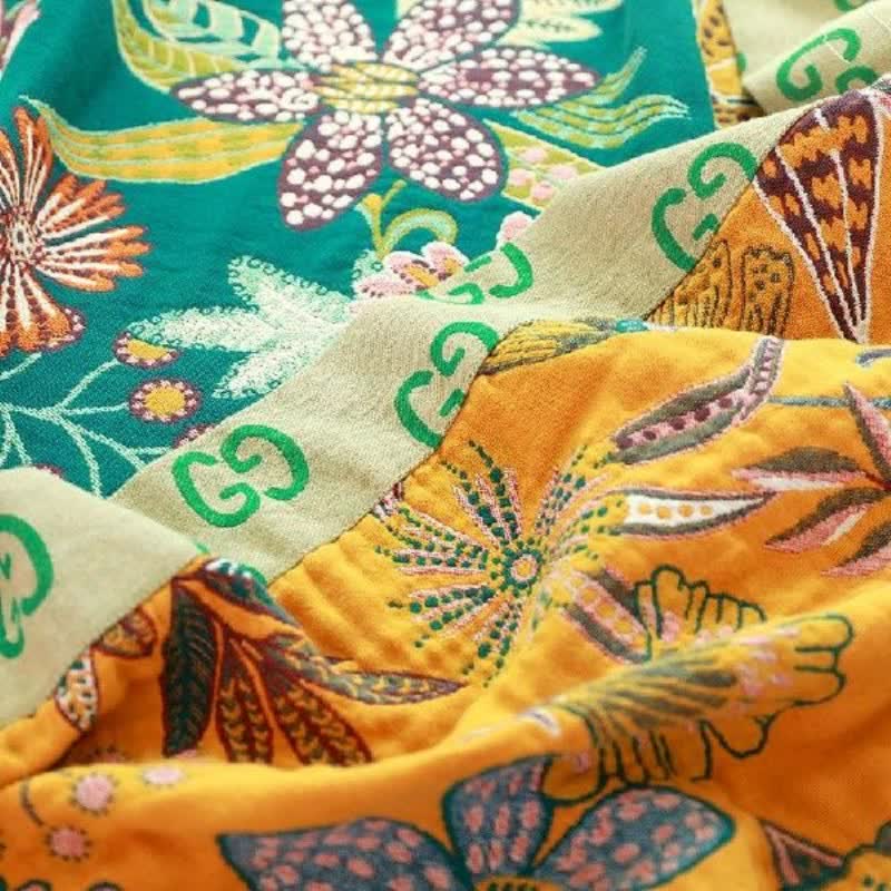 Couette réversible en coton à motif de fleurs luxuriantes Ownkoti