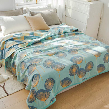 Couette réversible en coton à imprimé pissenlit
