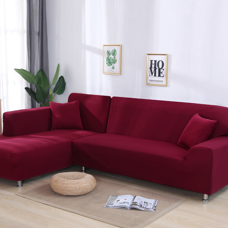 Housse de canapé de couleur unie, élastique et extensible