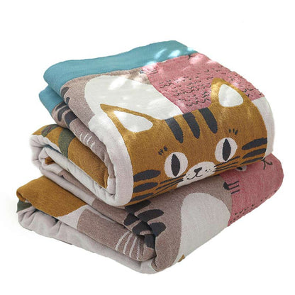 Ownkoti Jolie couverture en coton doux avec motif chat à revers