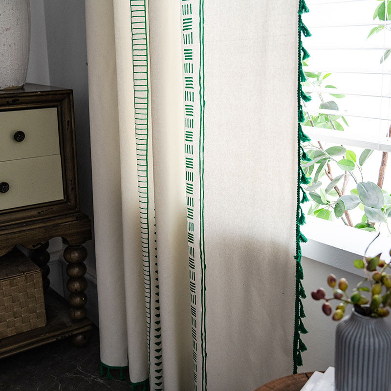 Rideaux semi-occultants Ownkoti en coton de style bohème avec un motif géométrique
