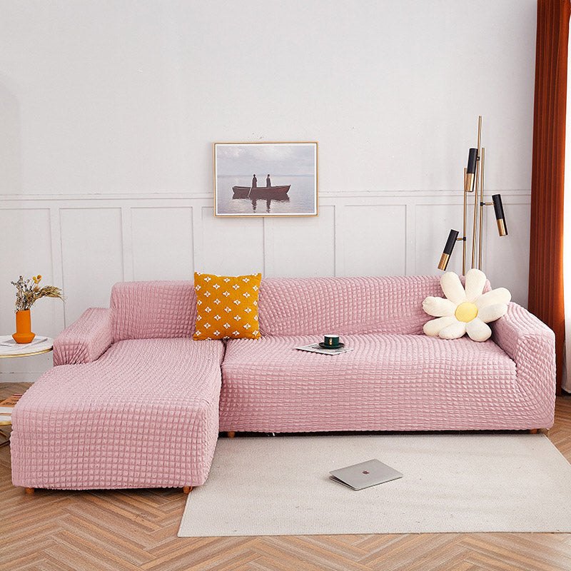 Housse de canapé extensible en seersucker couleur pure Ownkoti