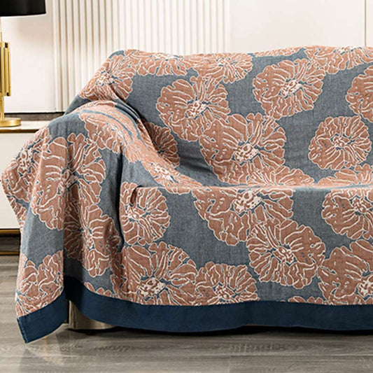 Couverture légère réversible en coton pivoine