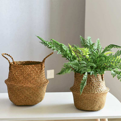 Panier en jonc de mer tissé Ownkoti, panier de rangement pour pots de fleurs (lot de 2)