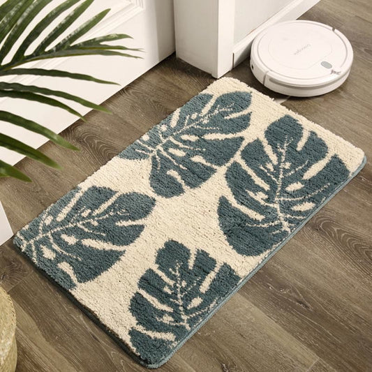 Ownkoti – Tapis de salle de bain antidérapant à motif de feuilles