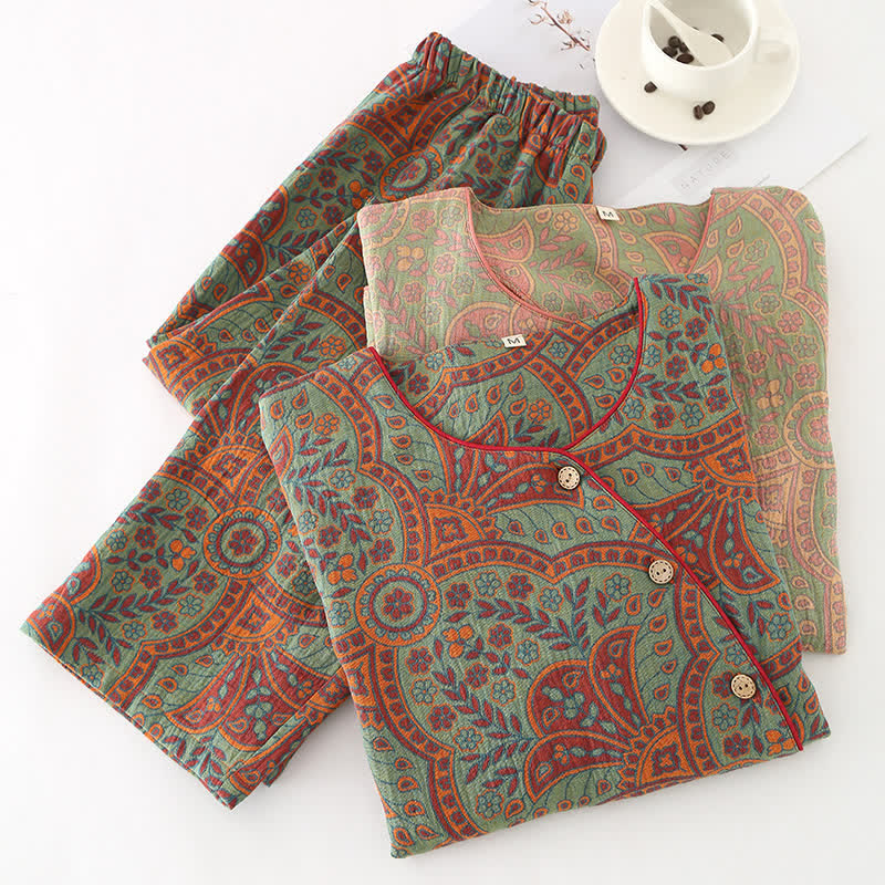 Ensemble de vêtements d'intérieur à col rond avec motif jacquard vintage - image 7