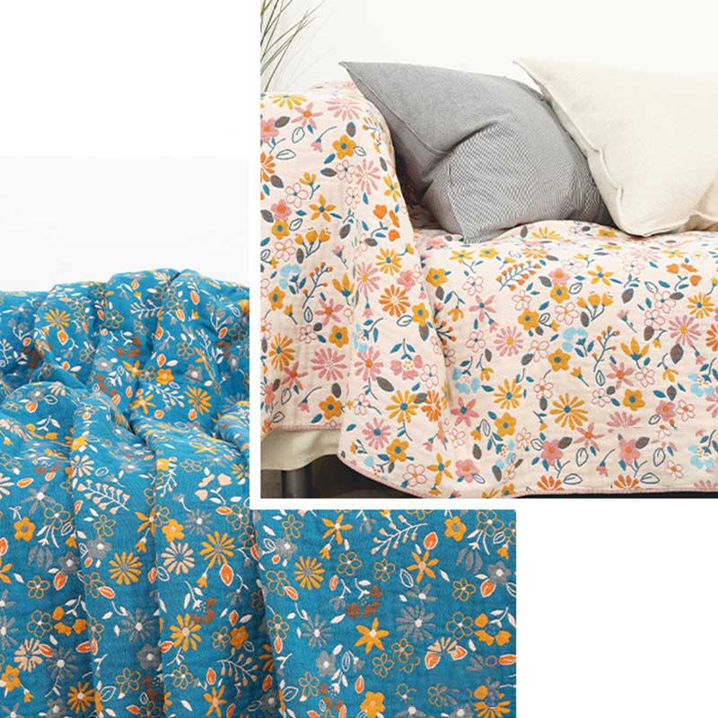 Couverture Ownkoti avec pompons de fleurs de jardin, housse de canapé