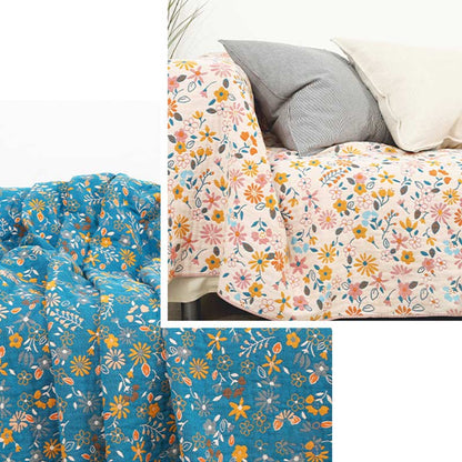 Couverture Ownkoti avec pompons de fleurs de jardin, housse de canapé