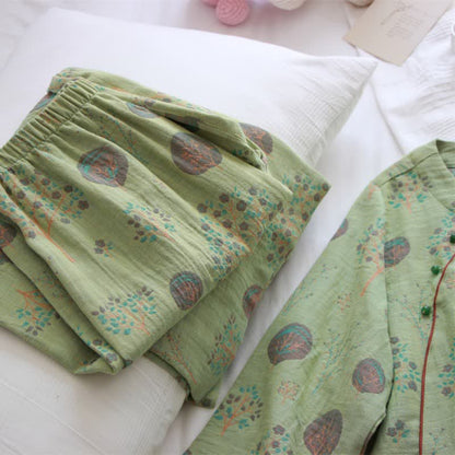 Ensemble de vêtements d'intérieur en coton jacquard avec imprimé feuilles d'arbre - image 6