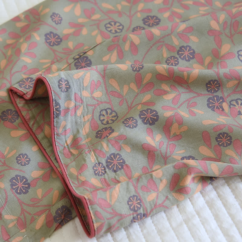 Ensemble de vêtements d'intérieur en coton et soie à fleurs - image 9