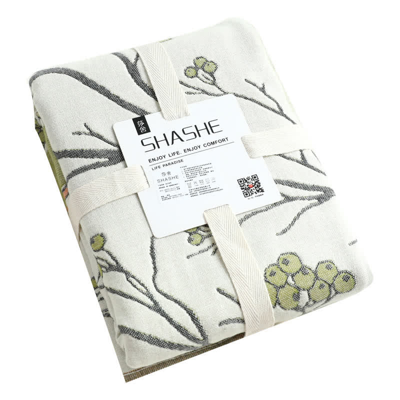 Serviette oreiller oiseau aubépine en gaze de coton (2 pièces)