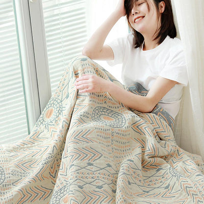 Couette en coton rayée Ownkoti Boho, réversible, serviette de canapé