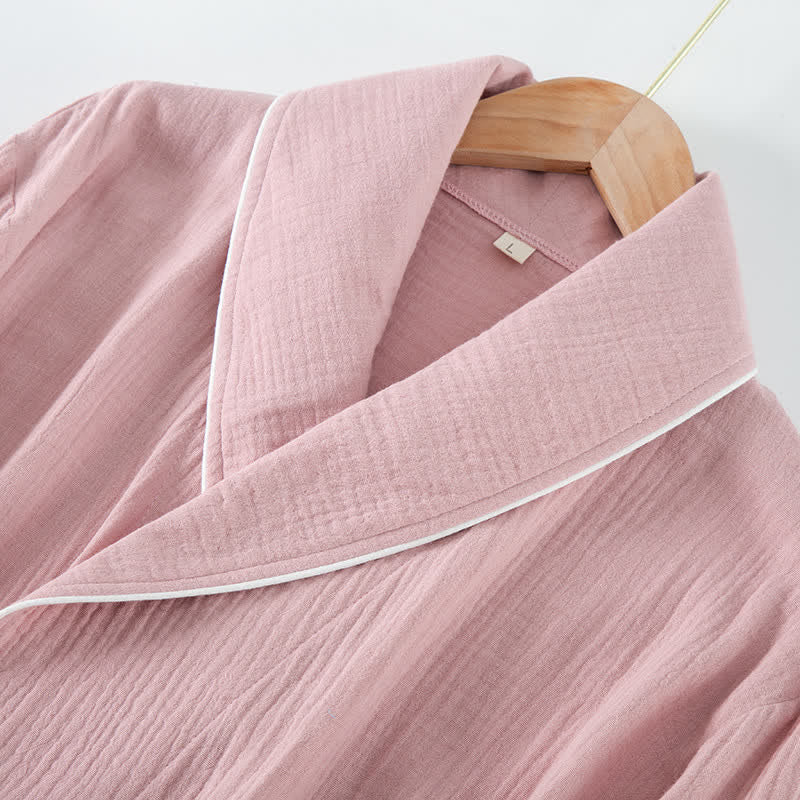 Peignoir de bain uni à revers pour la maison et le sommeil