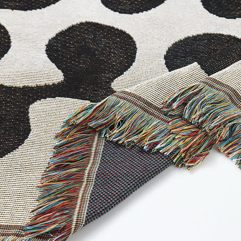 Couverture légère et douce avec pompon en forme de feuille rétro