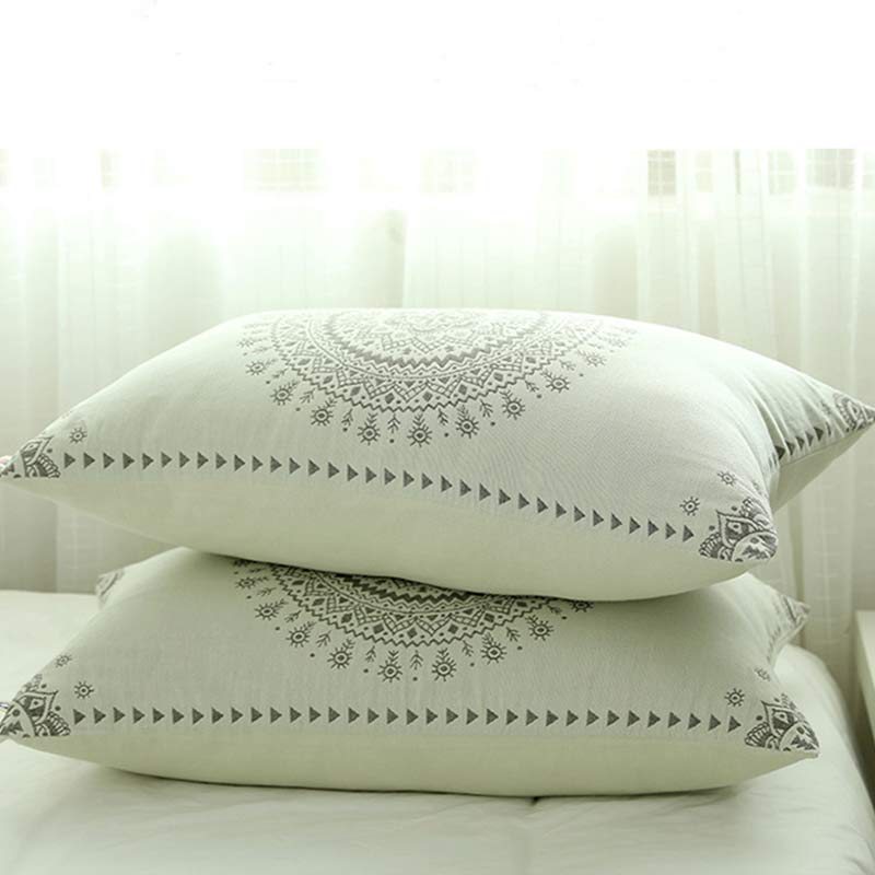 Housse de coussin en coton mandala avec patte de boutonnage (2 pièces)