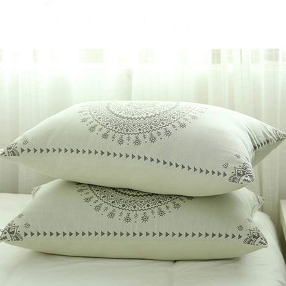 Housse de coussin en coton mandala avec patte de boutonnage (2 pièces)