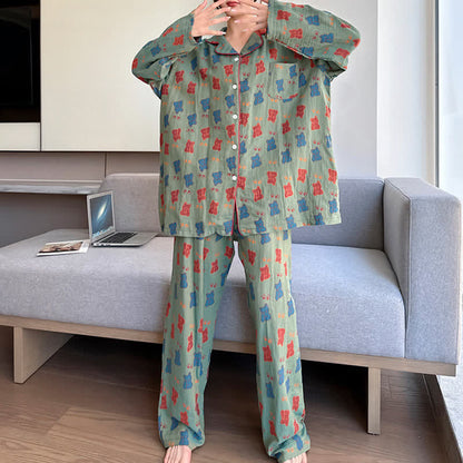 Ensemble de vêtements de détente surdimensionné en coton à imprimé ours