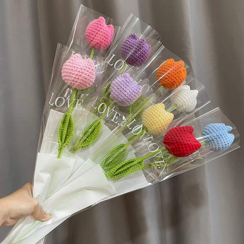 Tulipe tricotée à la main au crochet