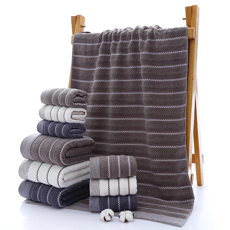 Ensemble de serviettes de bain rayées Ownkoti