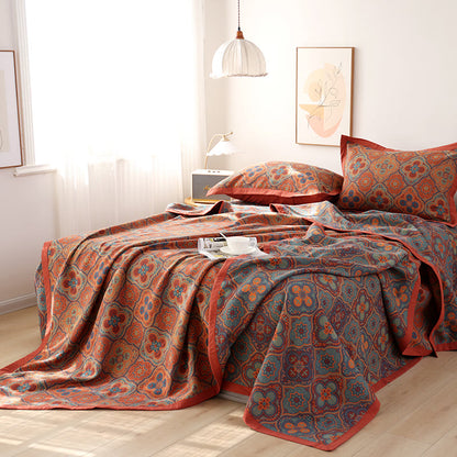 Couette réversible en coton à motif pétales - image 1