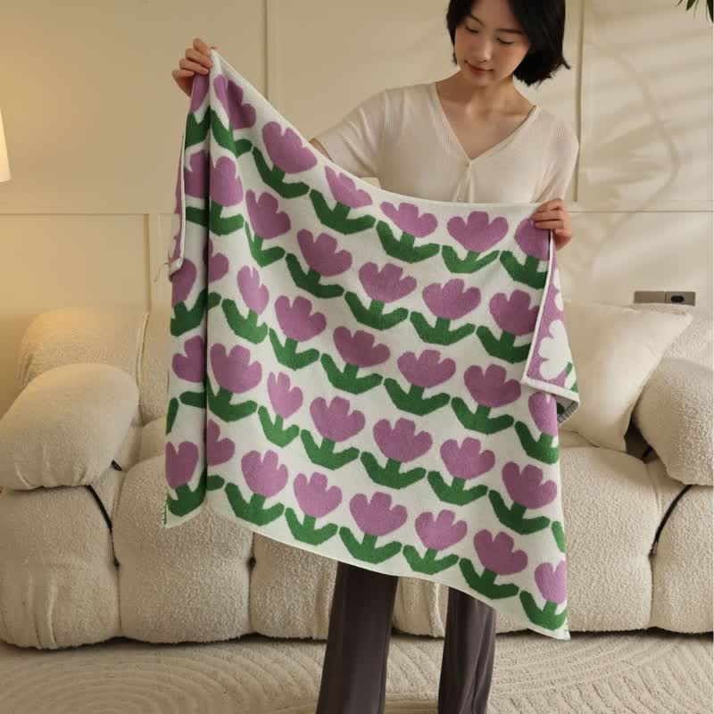 Jolie serviette de bain en coton doux avec motif tulipe