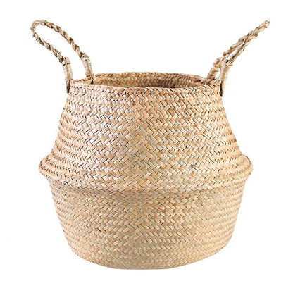 Panier en jonc de mer tissé Ownkoti, panier de rangement pour pots de fleurs (lot de 2)