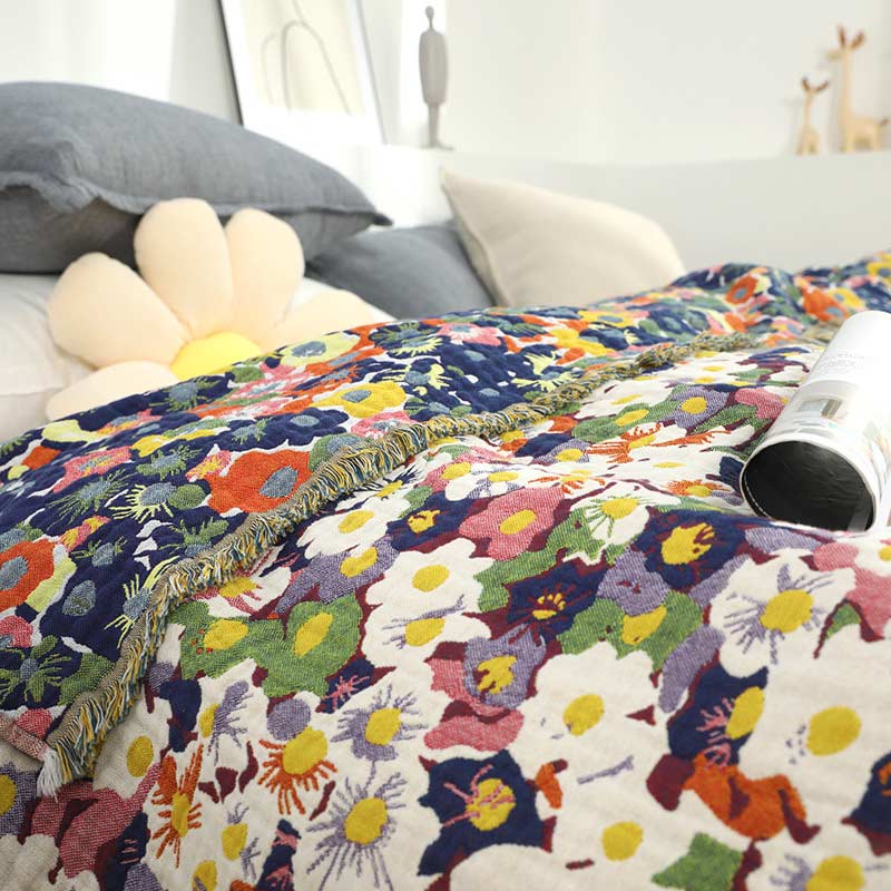 Ownkoti – Couette en coton douce et réversible avec motif floral rustique