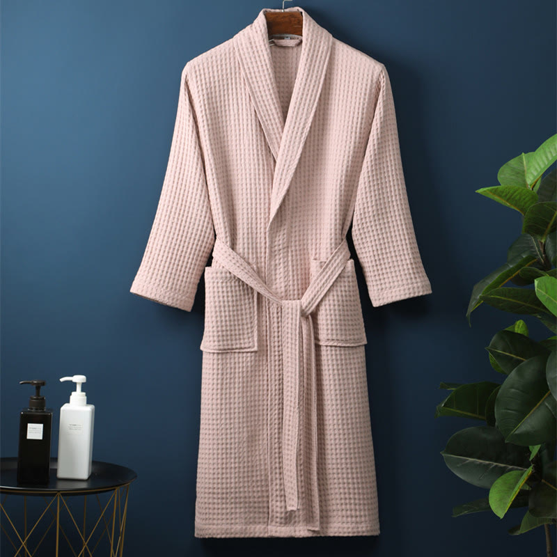 Peignoir simple et uni en coton avec col en V