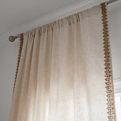 Rideau semi-occultant de style bohème en beige