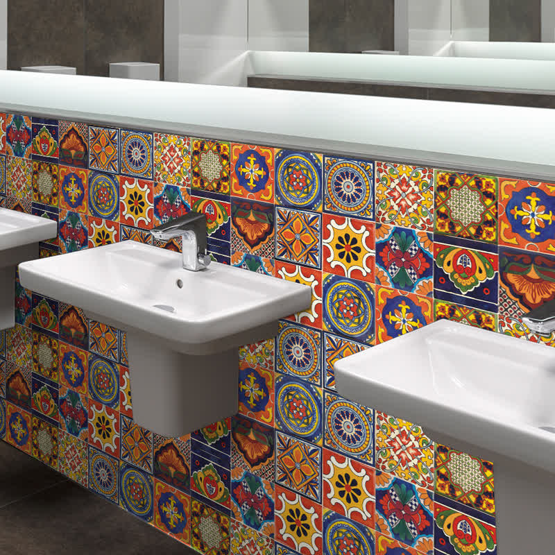 Autocollants muraux style rétro Ownkoti, motifs colorés variés (lot de 10)