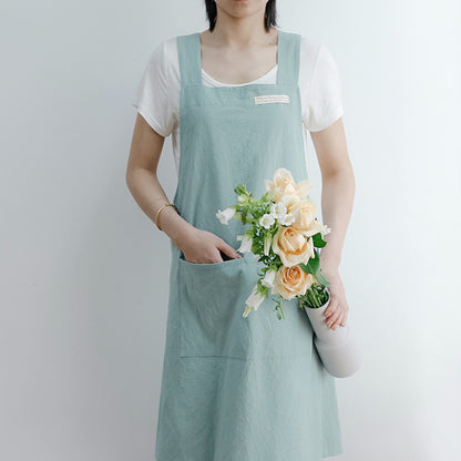 Tablier simple en coton avec dos croisé de couleur pure