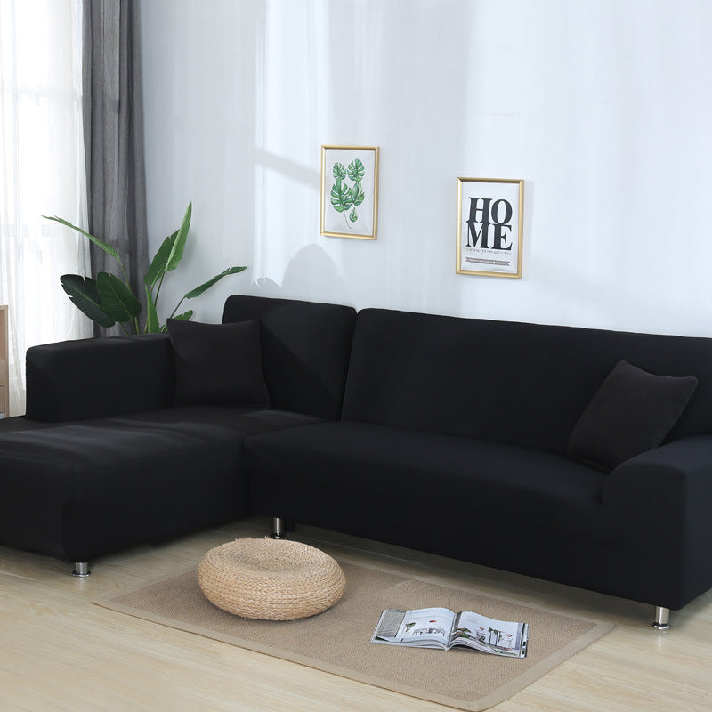 Housse de canapé de couleur unie, élastique et extensible
