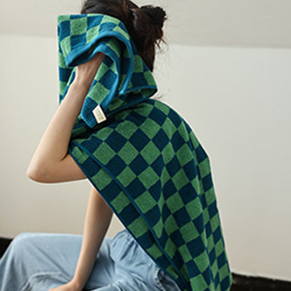 Serviette en coton respirant avec motif damier rétro