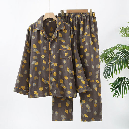 Ensemble pyjama de luxe en coton coquille avec revers
