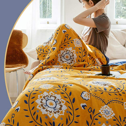 Couette double face en coton à fleurs blanches