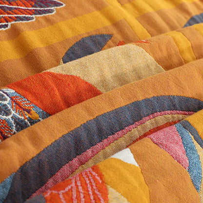 Couverture réversible en coton doux avec motif d'oiseau toucan