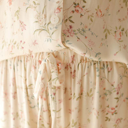 Ownkoti – Vêtements d'intérieur en satin à manches longues et col en V à fleurs