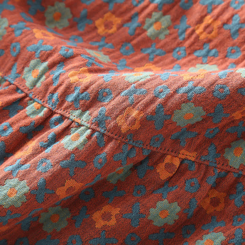 Chemise de nuit en coton doux à col rond et motif floral