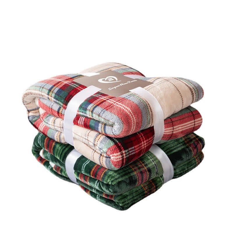 Couverture épaisse classique Ownkoti avec motif à carreaux de Noël