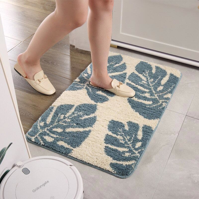 Ownkoti – Tapis de salle de bain antidérapant à motif de feuilles