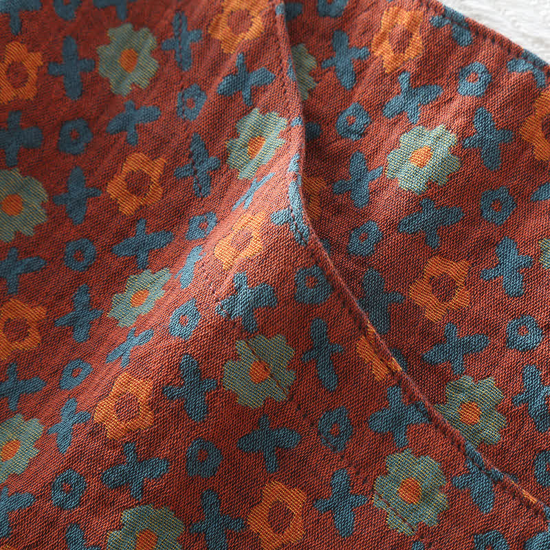 Chemise de nuit en coton doux à col rond et motif floral