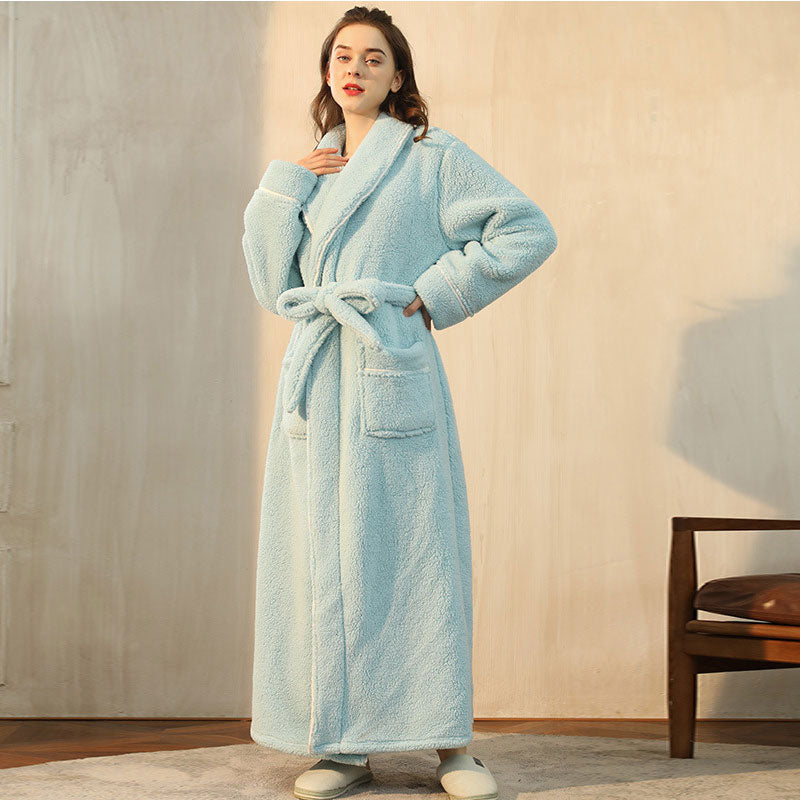 Ownkoti Pyjama polaire confortable, peignoir long - menthe - Femmes : 3XL - image 13