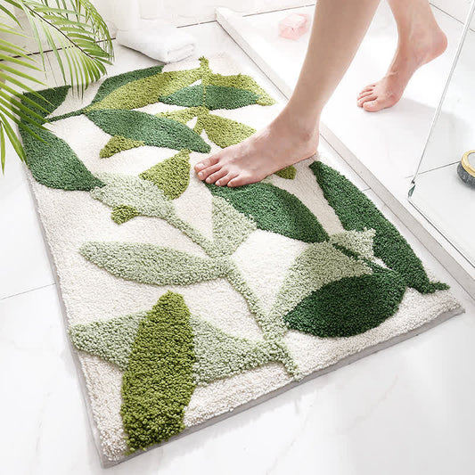 Ownkoti Tapis de sol doux et antidérapant avec motif de feuilles vertes - UN - 50 cm x 80 cm - image 0