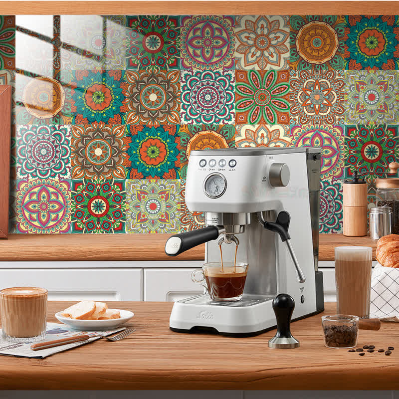 Papier peint autocollant amovible à motif floral rétro (10 pièces)