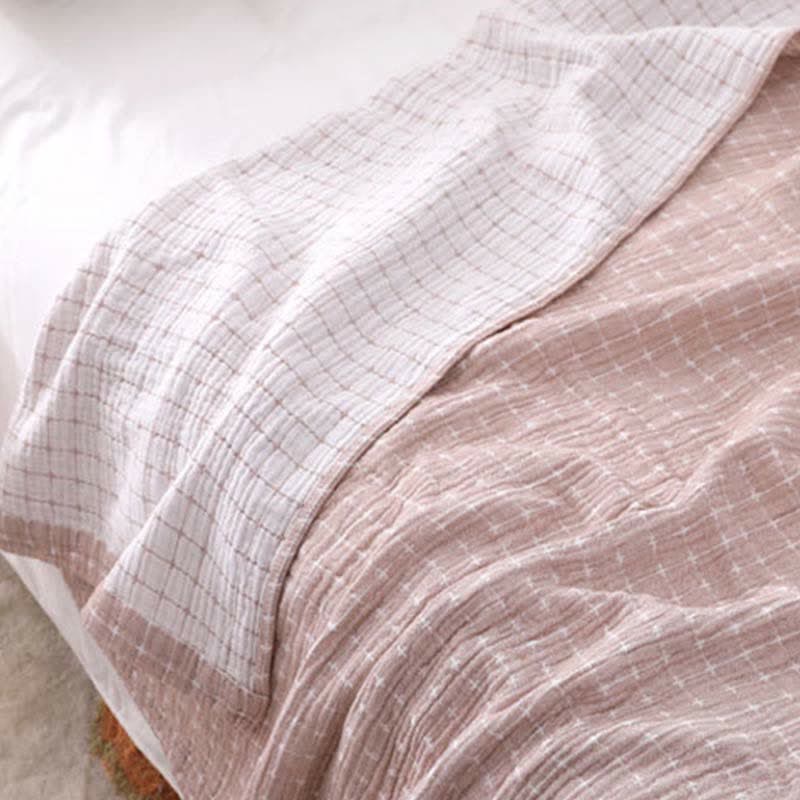 Couette légère en gaze de coton avec un motif quadrillé simple