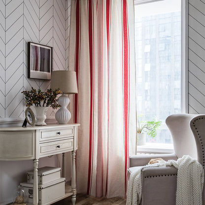 Rideaux en coton et lin rayés Colorblock Ownkoti